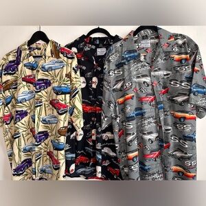 Lot Of 3 David Carey Originals Hawaiian Shirts XL Vehicle Classic Cars Corvette